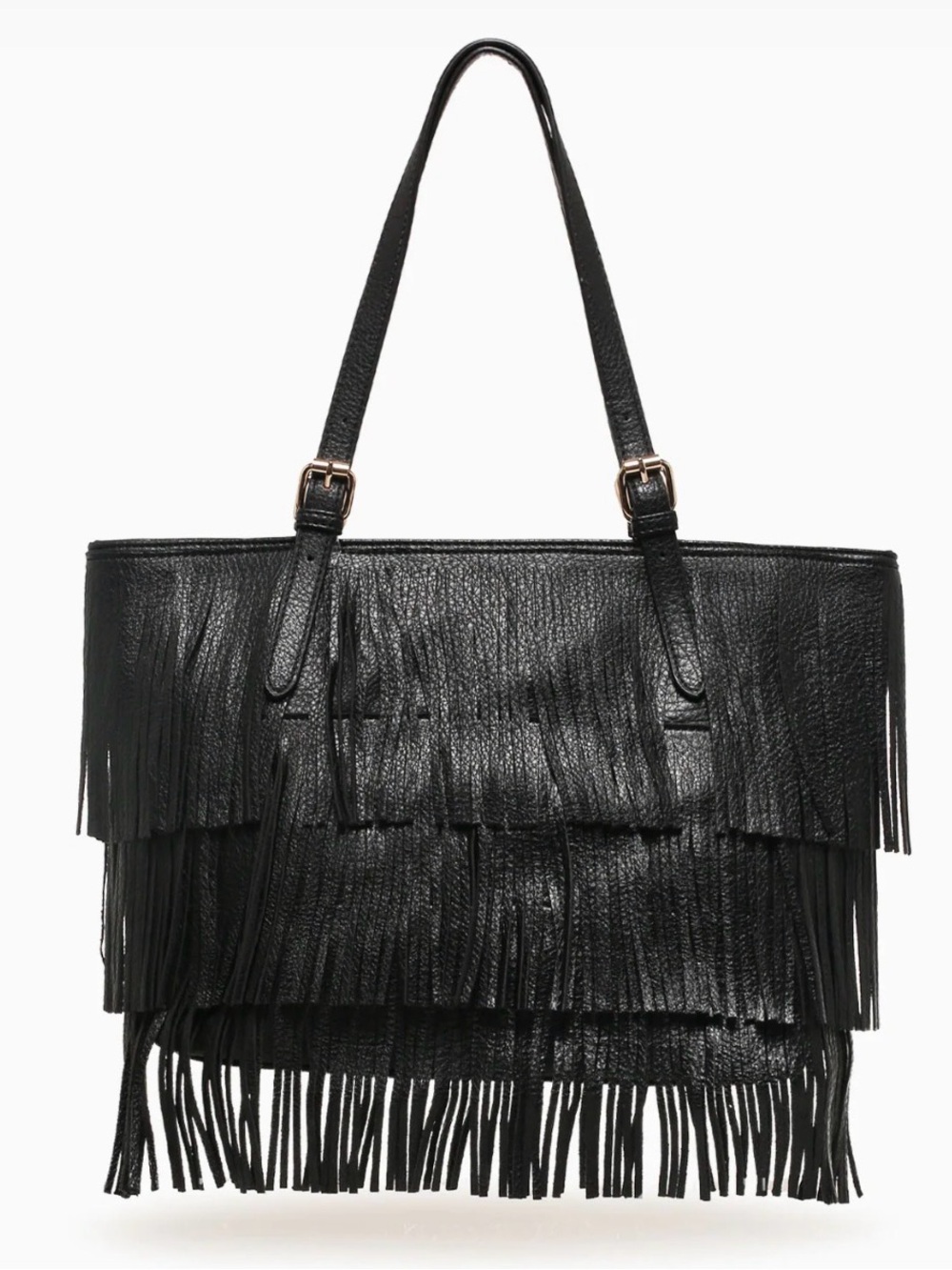 NWT Autumn and Spring Alexa Black Multi-tier Fringe Bohemian Shoulder Bag